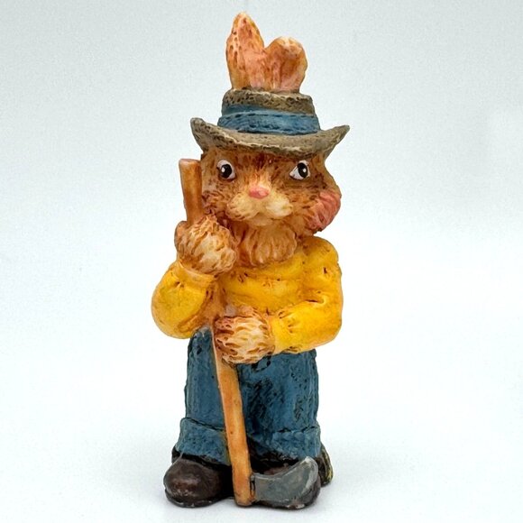Miniature Vtg Rabbit Bunny Country Farm Easter Vtg THT 1991 Set of 4 Resin - Picture 6 of 13